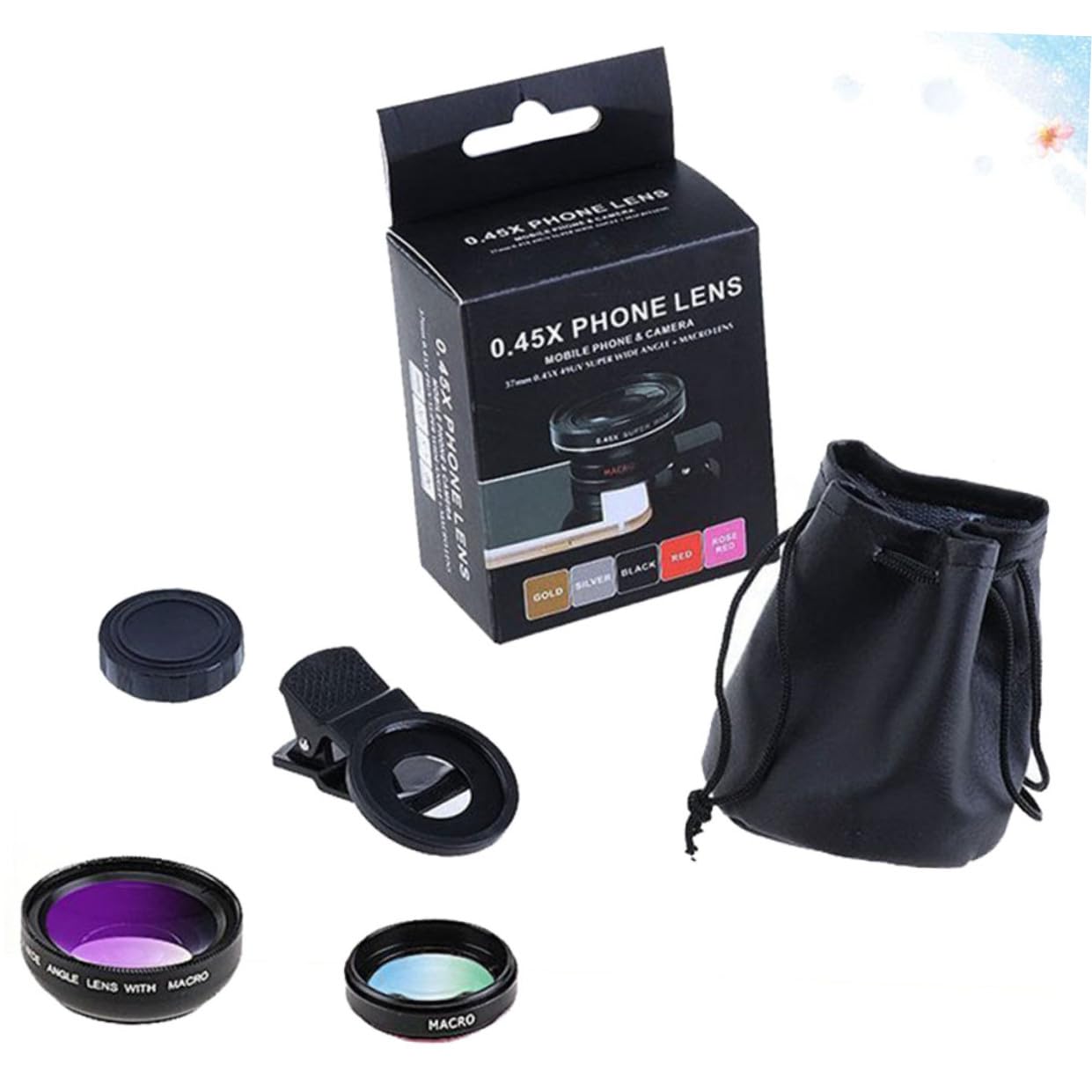 ARTIBETTER 3 Pezzi 37Mm045X49Uv Super Grandangolare Macro Obiettivo Del Telefono Cellulare Teleobiettivo Del Telefono Grandangolo Teleobiettivo Len Obiettivi Della Fotocamera Smartphone Clip