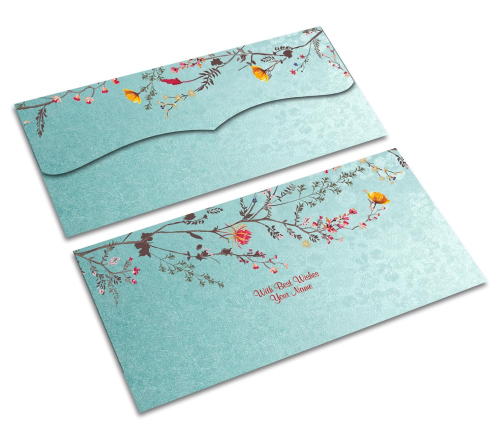 Brown Cloud Customised Shagun/Money/Gift Envelope/Lifafa for Gift/Festival Printed on Self Design LIGHT BLUE Metallic Card with Personalized Message/Name(SESELF BC LIGHT BLUE 12)(Pack of 20)-image-42