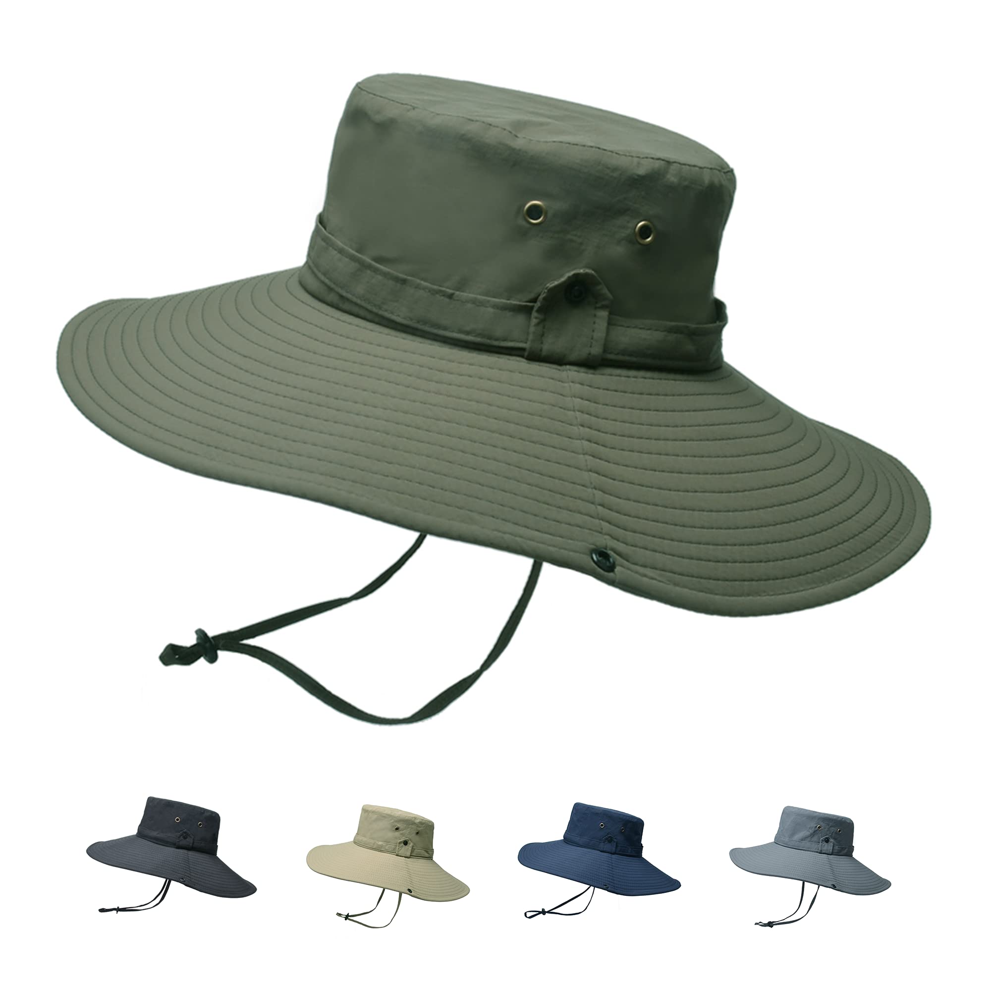 LILACIA Sun Hat Safari Cap for Men and Women with UV Sun Protection Waterproof UPF 12cm Wide Brim Boonie Bucket Hat for Fishing Hiking Mountaineering Gardening Beach Off-road