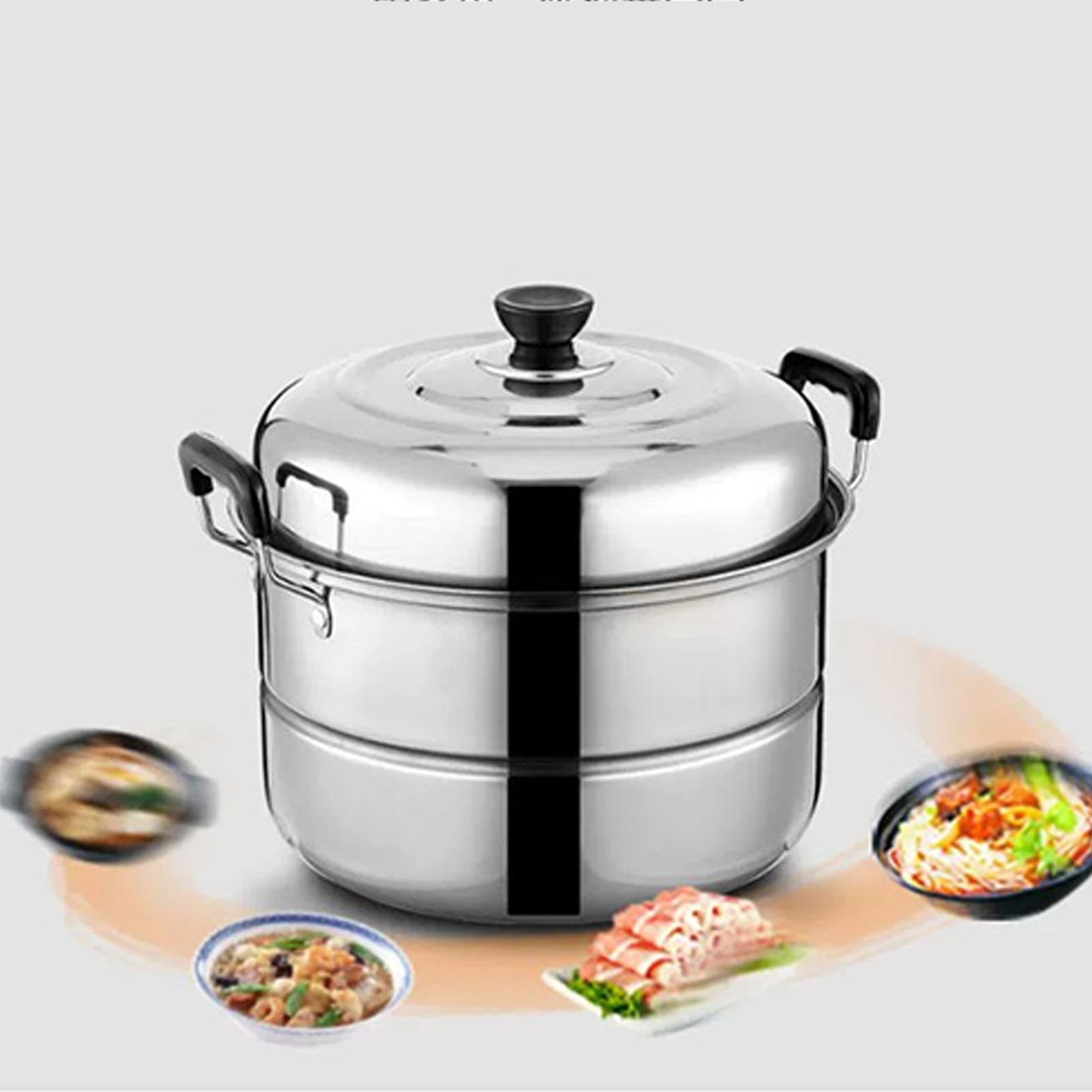 Vaporera, vaporera espesa de acero inoxidable apto para uso alimentario, multiusos de tres capas, adecuada para estufas de gas y estufas eléctricas