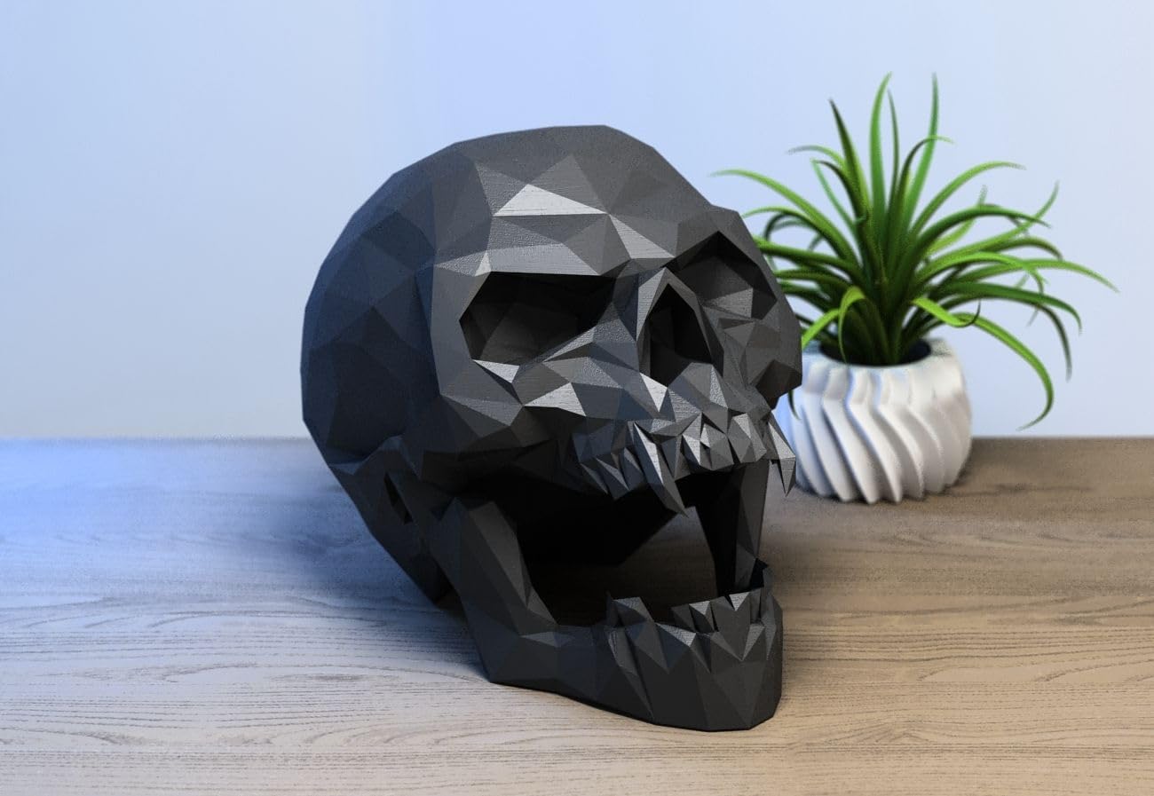 KyneteCraft Skull Headphone Stand Collection – 3D Printed Dragon, Cyborg & Scream Skull Headset Holders, Gothic & Fantasy Desk Accessories for Gaming and Office Setups, Durable PLA Display Stands (Matte Black, Scream Skull Headphone Stand)