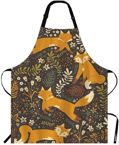 Fox Tales - Delantal de cocina con babero para chef restaurante, limpieza del hogar, pintura, Multi-001