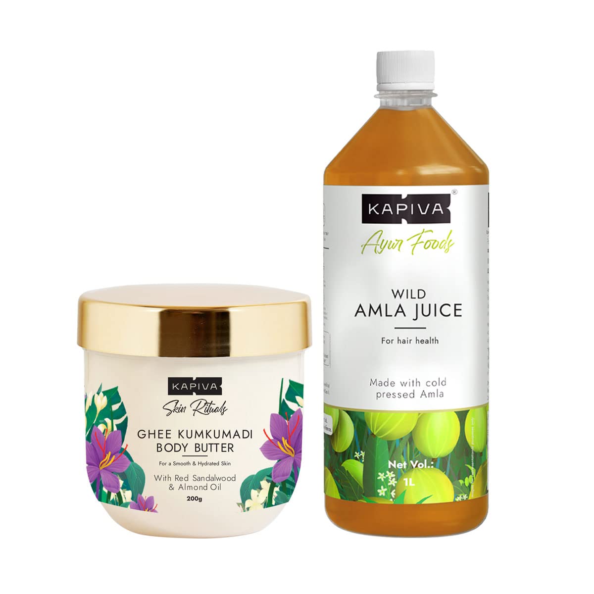 KapivaKumkumadi Ghee Body Butter 200 gms + Kapiva Wild Amla Juice 1 ltr