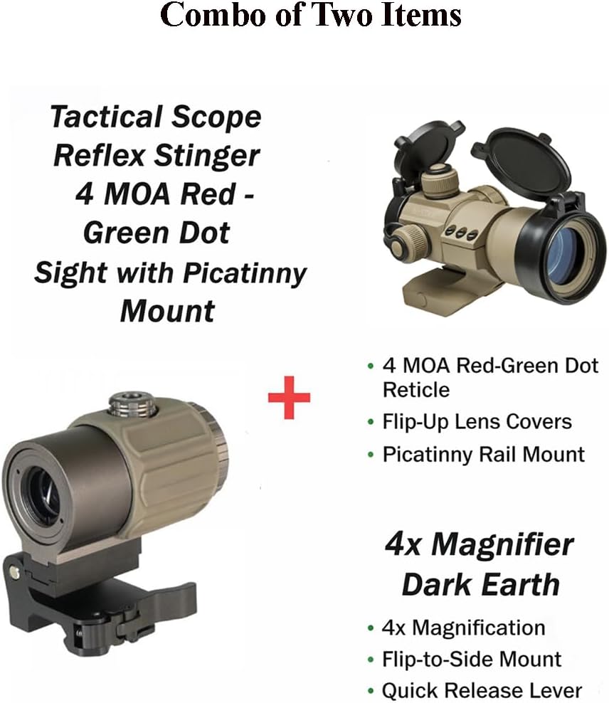 Tactical Scope Reflex Stinger 4 MOA Red - Green Dot Sight with Picatinny Mount