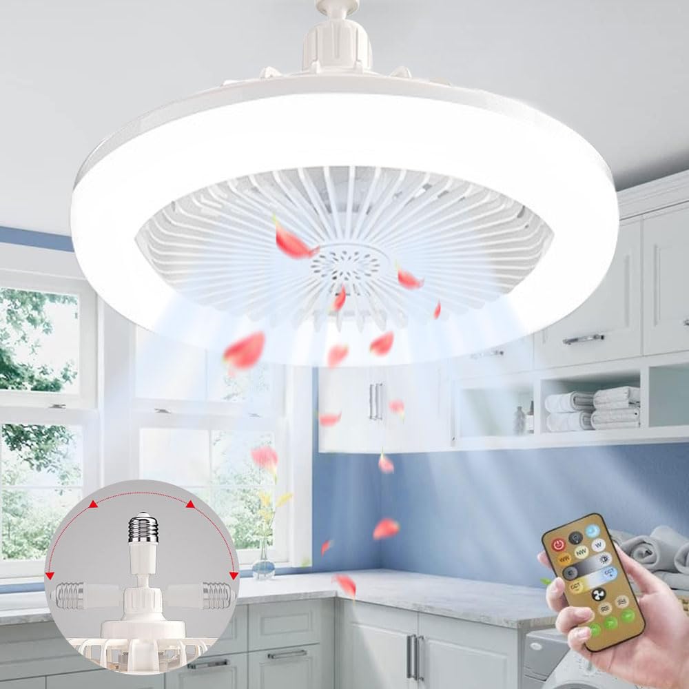 Lustre Ventilateur De Plafond Anyingkai Avec Télécommande, LED, 30W, Gris