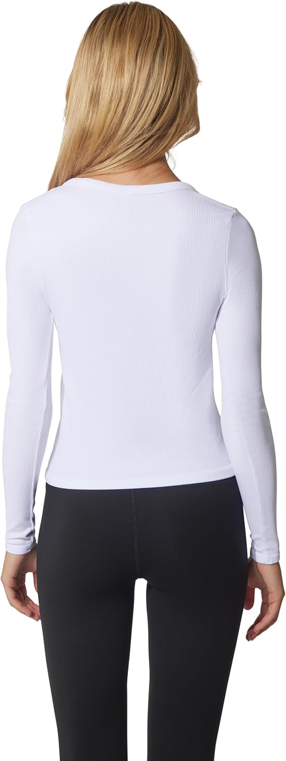 90 Degree By Reflex Womens 3 Pack Ribbed Seamless Crew Neck, Scoop Neck and Sqaure Neck Long Sleeve Top - Image 6