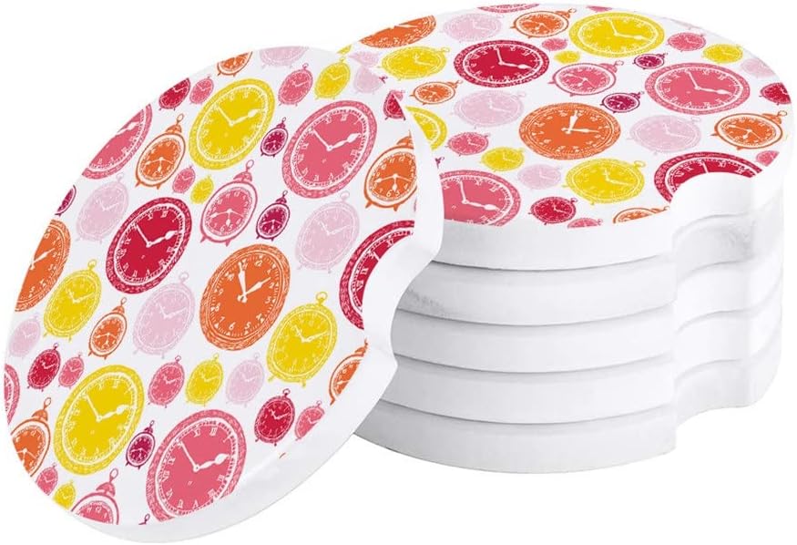 Clock Dial Color Car Coasters Ceramic Water Cup Mat for Bottle Holder Coaster Round Decoration Accessories