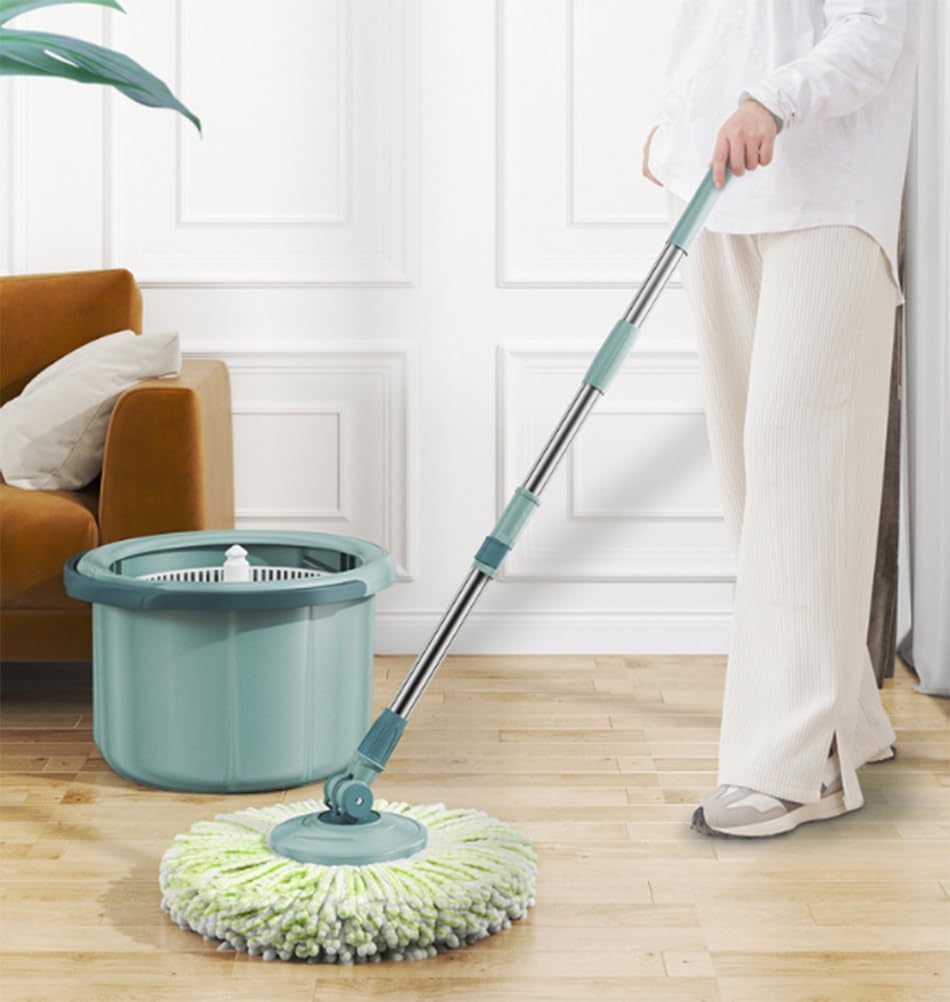 Spin Mop and Bucket Set – Hands-Free Self-Wringing Mop with Telescopic | 360° Rotating Head, No-Bending Lazy Cleaning System for Hardwood, Tile and Laminate Floors