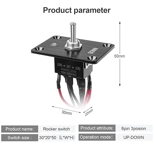 Vista 44 de Interruptor basculante de barco KCD1 negro de 2 posiciones y 2 pines SPST interruptor de panel 6A 250VCA 10A 125VAC, con 4 terminales azules 1pcs