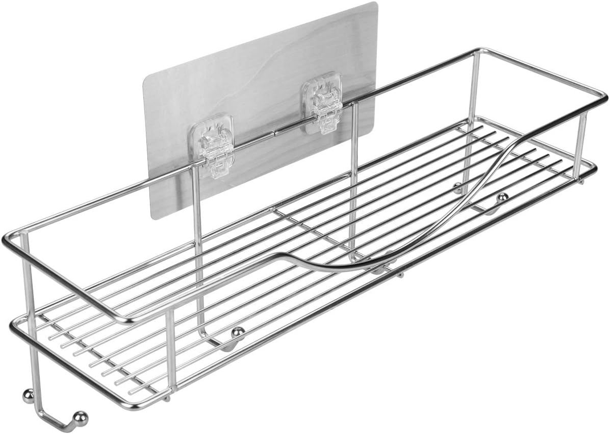 AISHN Bathroom Towel Shelf/Kitchen Holder, 304 Stainless Steel Vacuum Super Silicone Storage Rack, Space-Saving Rack Includes 4 Hooks