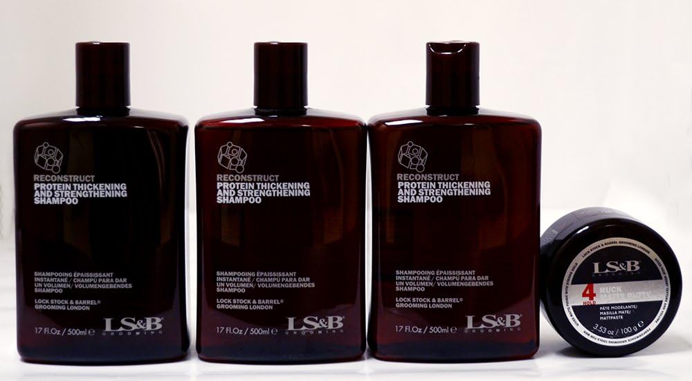 Lock Stock & Barrel Reconstruct Shampoo 500ml 3PACK & FREE Ruck Matte Putty 100g