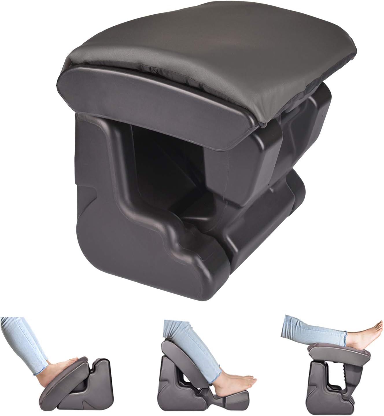 Scalebeard Under Desk Footrest Ergonomic Footrest Angle Height Adjustable Foot Rest with 3 Functional Modes & Massage,Max 120 Pounds Load for Office,Under Desk,Car,Home(Gray)