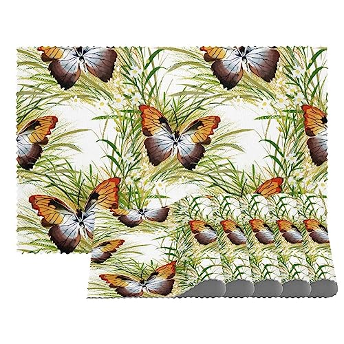Set de table facile à nettoyer lot de 4 étanche chaleur motif fleuri