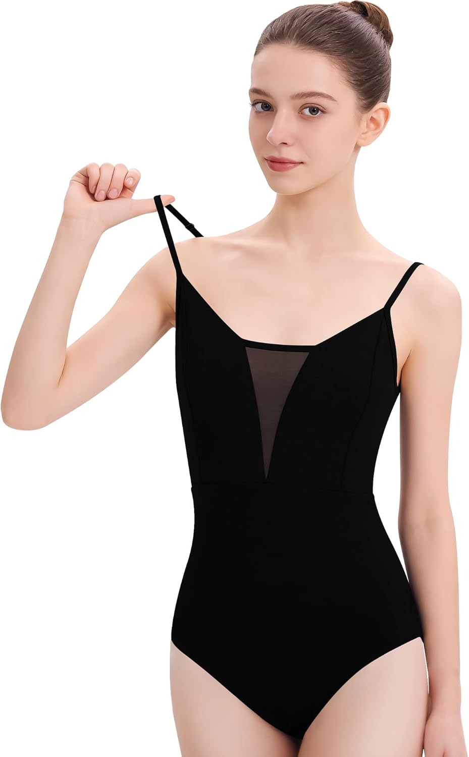 Women Dance Leotard Adjustable Mesh Camisole Ballet Leotard,Full Front Lining