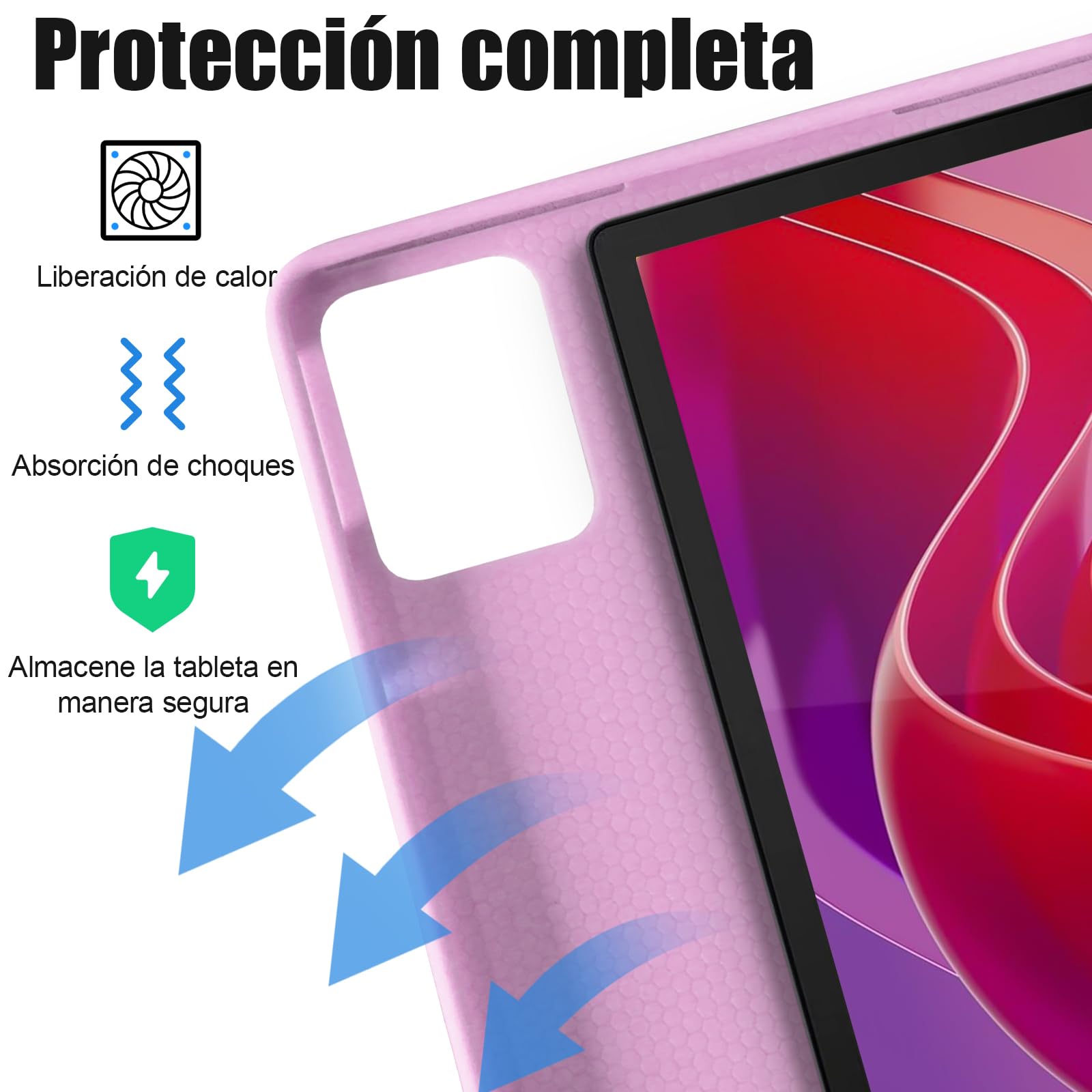 Funda con Teclado para Lenovo Tab M11 (TB-330FU/330XU) 11", Español Ñ, Funda Giratoria Y Teclado Bluetooth Desmontable con Portalápices (Rosa)