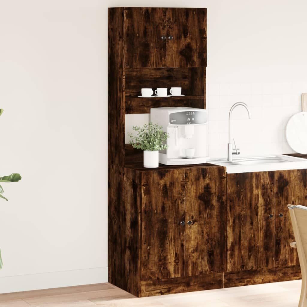 Armadio da cucina in legno di rovere affumicato, 60 x 50 x 180 cm, con ante e cassetti, indipendente, multiuso, per cucina, cantina e piano di lavoro
