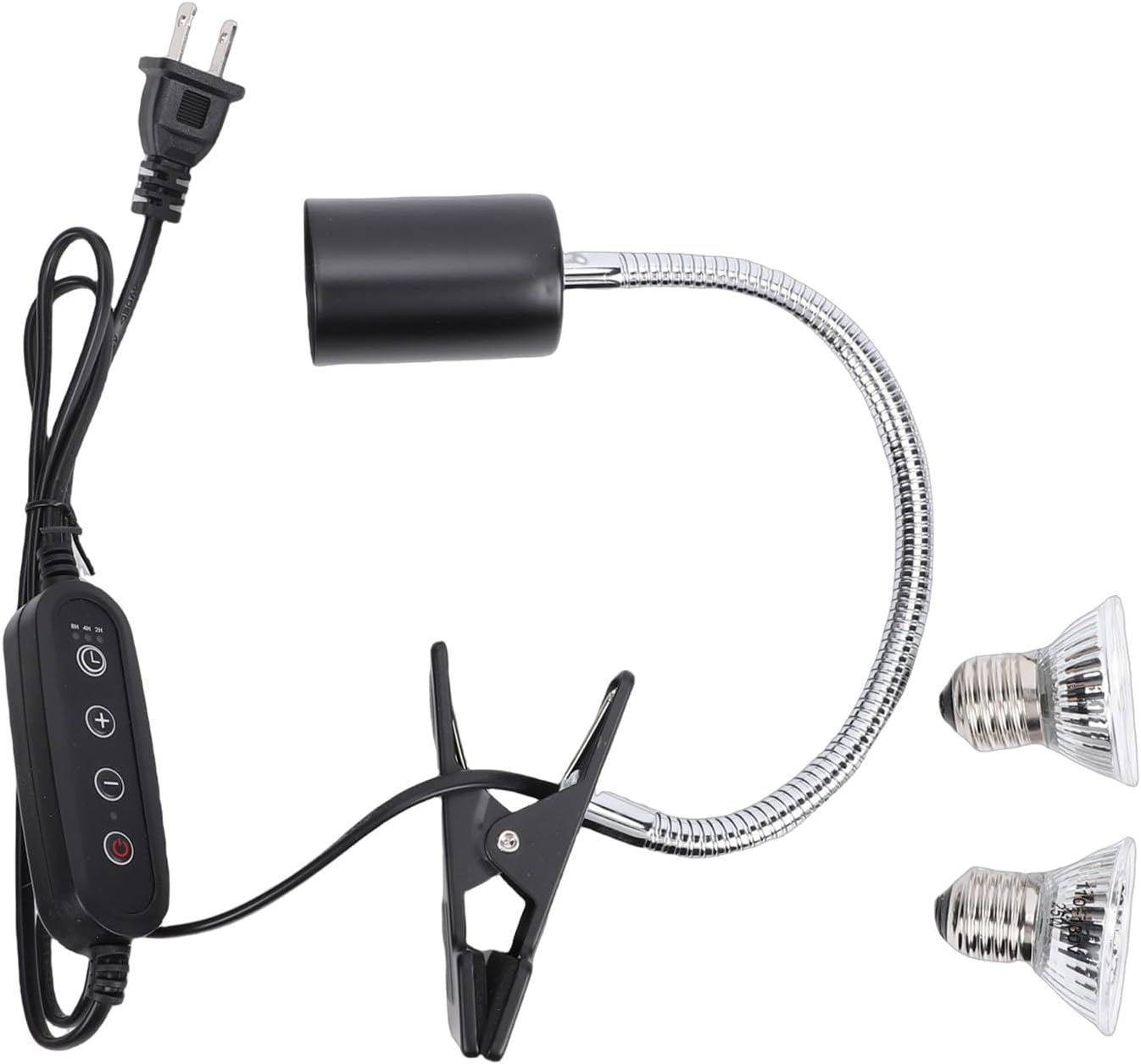 Reptile Heat Lamp, Turtle Aquarium Heat Light Bulbs with Timer, UVA UVB Heating Lamps Spot Light Fixture for Lizard Turtle Snake Aquarium Aquatic Plants (US Plug)