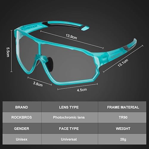 Miniatura 6 de ROCKBROS Gafas de sol fotocromáticas para hombres y mujeres gafas de ciclismo deportivas protección UV resistentes al viento gafas de bicicleta para
