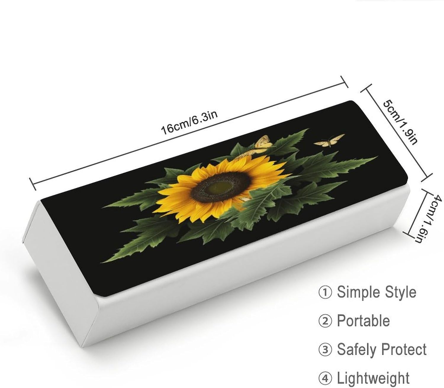 Weed with Sunflower Glasses Cases Hard Shell Eyeglasses Case with Cleaning Cloth Magnetic Closure Leather Spectacle Cases Portable Travel Sunglasses Case Fashion Eyeglass Box image 2