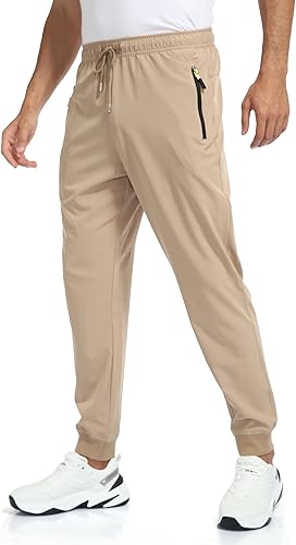 Miniatura 3 de Rapoo Pantalones deportivos ligeros para hombre, de secado rápido, para entrenamiento, correr, gimnasio, con 3 bolsillos con cremallera