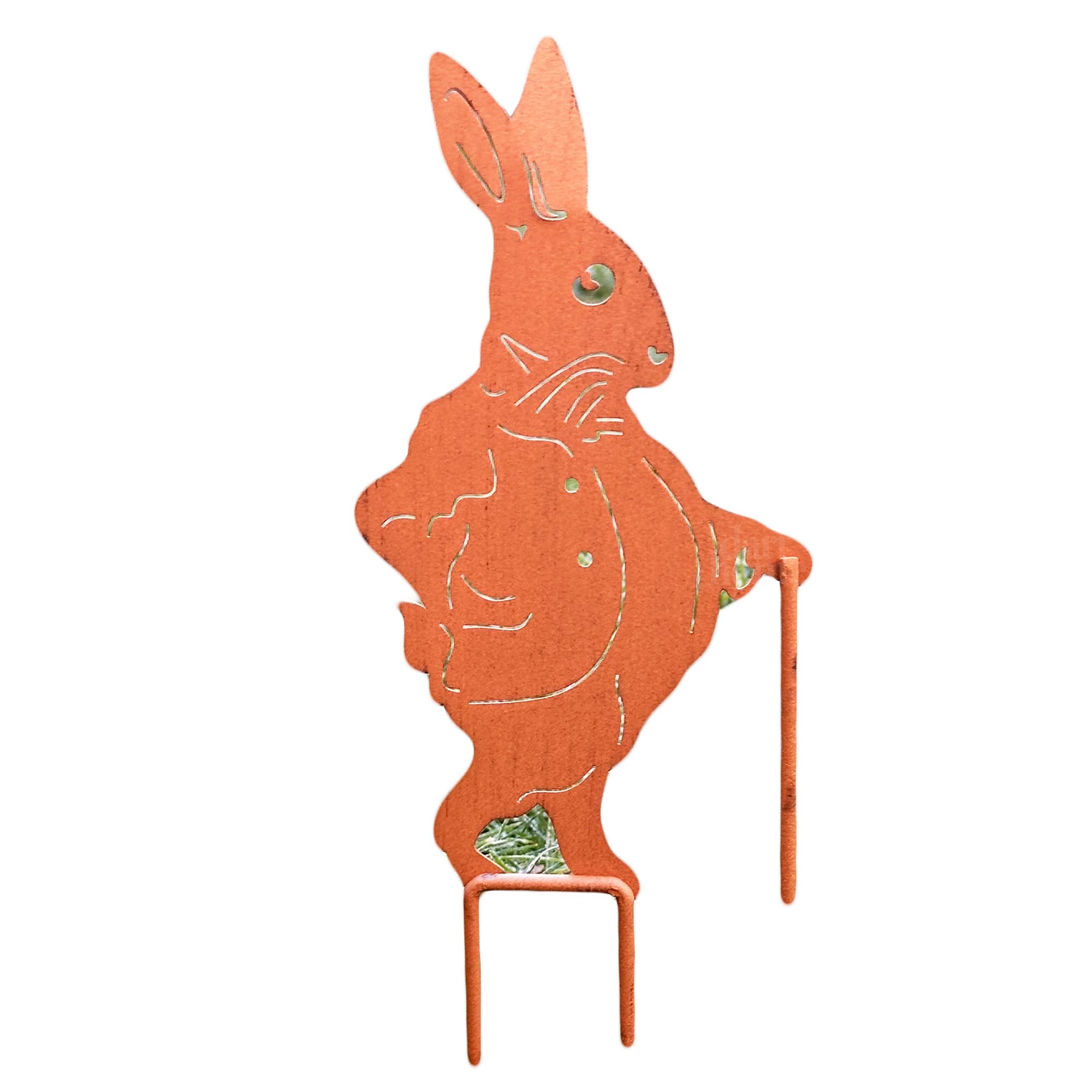 Darthome Brown Rust Mr Rabbit Stake Antique Metal Animal Bunny Outdoor Garden Lawn Spike