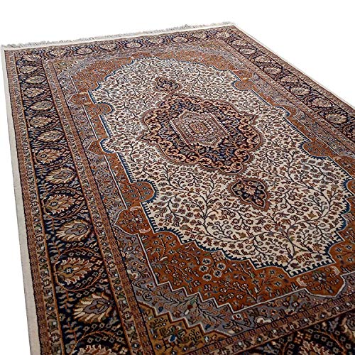 Amma Carpets Handgeknoopt tapijt luxe handgemaakte traditionele Perzische wol wit veelkleurig tapijt afmeting 6 x 9 voet - Afbeelding 7