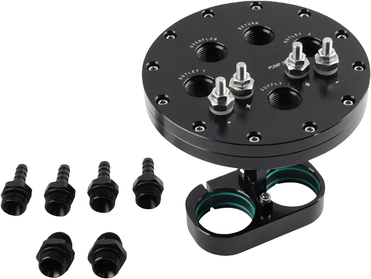 Fuel Pump Hanger Assembly Twin Fuel Pump Bracket 39mm Suits Single/Dual 39mm-40mm Compatible For Walbro Pumps Aluminum Black