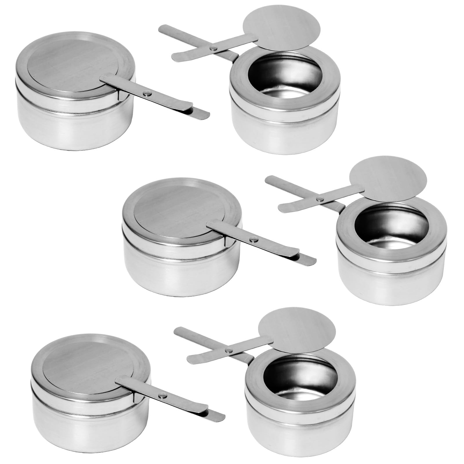 6 Stück Brennpastenbehälter mit Deckel Brennpastenbehälter Edelstahl Brennpaste Behälter Durchmesser Ø 9cm, Höhe 5 cm für Chafing Dish Brennpaste, Buffet Zubehör, Fondue