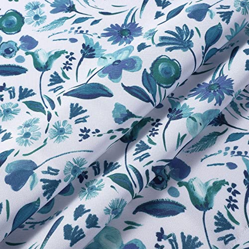 Faironly Kitchen Curtains Valances For Bedroom Blue Floral Print Curtain For Bathroom And Living Room Rod Pocket Window Treatment Valances, 52×15 Inch, 1 Panel #TOP4