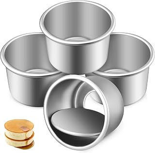 HOMSFOU 2 Inch Mini Round Cake Pans Set of 4 with Removable Bottoms Aluminum Alloy Bakeware for Cupcakes Brownies Muffins Cheesecakes