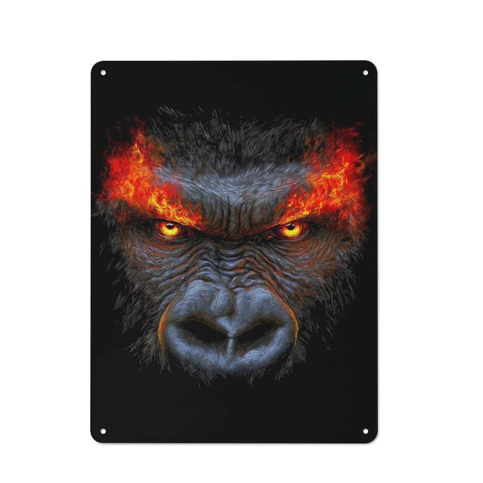 Junmoney Inferno Ape Rage Rustic Metal Plaque 40X30cm For Studio Or Craft Room, Suited To Craft Room Decorators