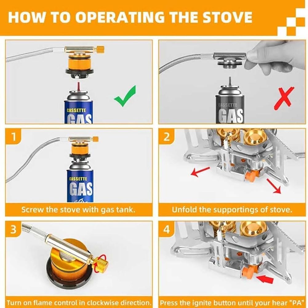 Portable Folding Backpacking Camp Cooking 9900w/7200wWindproof Camping Stove, 12800w, Utensils for Outdoor Cooking, Hiking, Picnics. (1PCS)