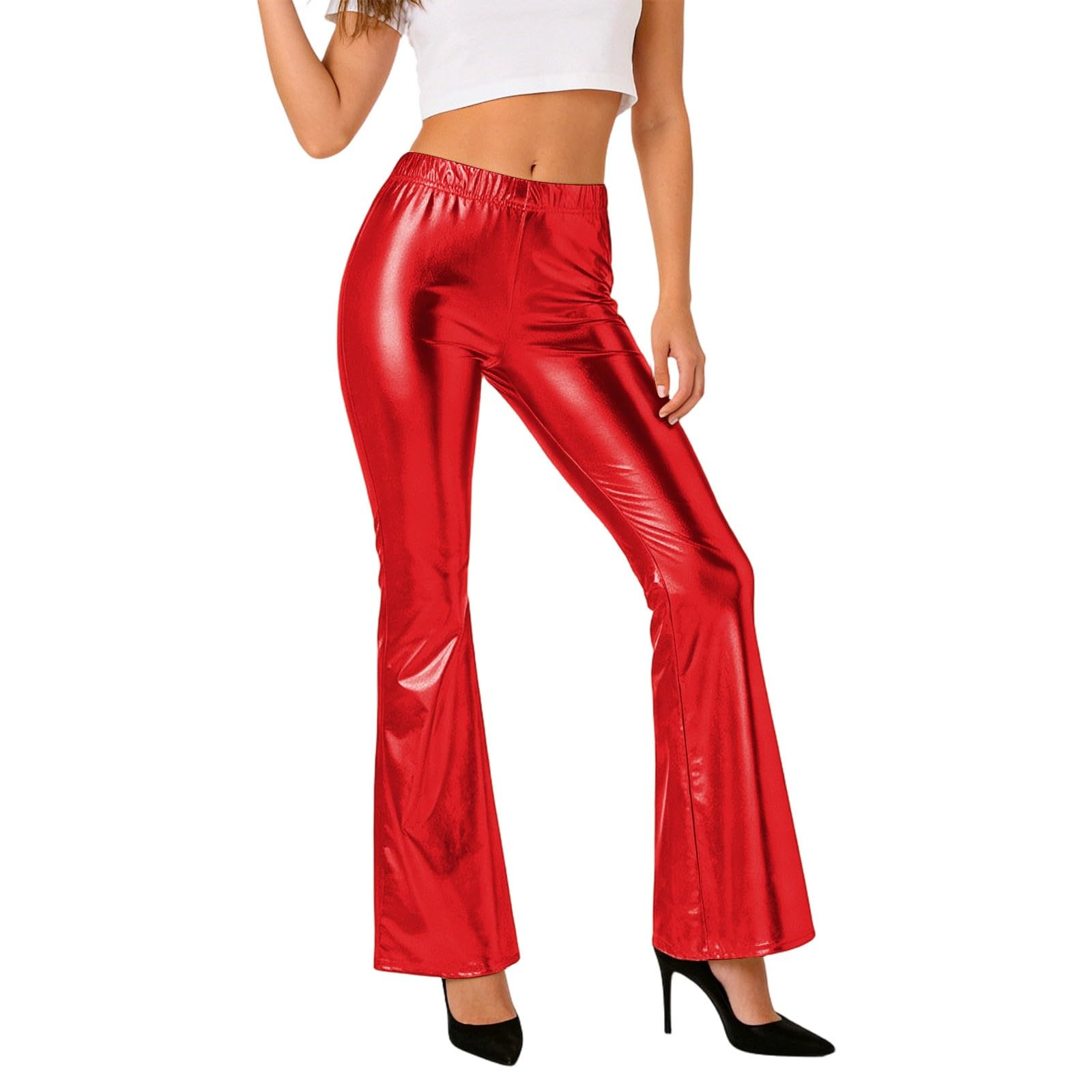 Sequin Flare Pants Sparkly Glitter High Waisted Stretchy Bell Bottoms Leggings Party Disco Clubwear for Women Fancy Dress for Dance Performance Stage Show Jazz Club Night Out Carnival