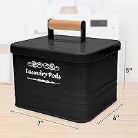 Vista 5 de ELITAPRO Contenedor moderno de granja para cápsulas de detergente - Porta cápsulas de metal con tapa para decoración y accesorios de lavandería