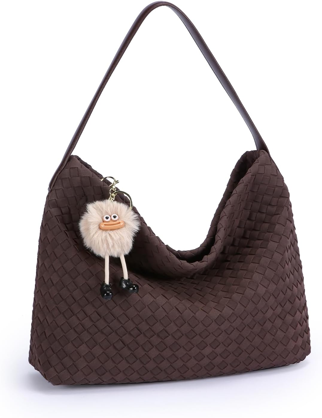 Woven Suede Hobo Bag for Women, Fall Woven Purse Slouchy Shoulder Crossbody Bag, Tote Elegant Handbag Satchel for Work Travel