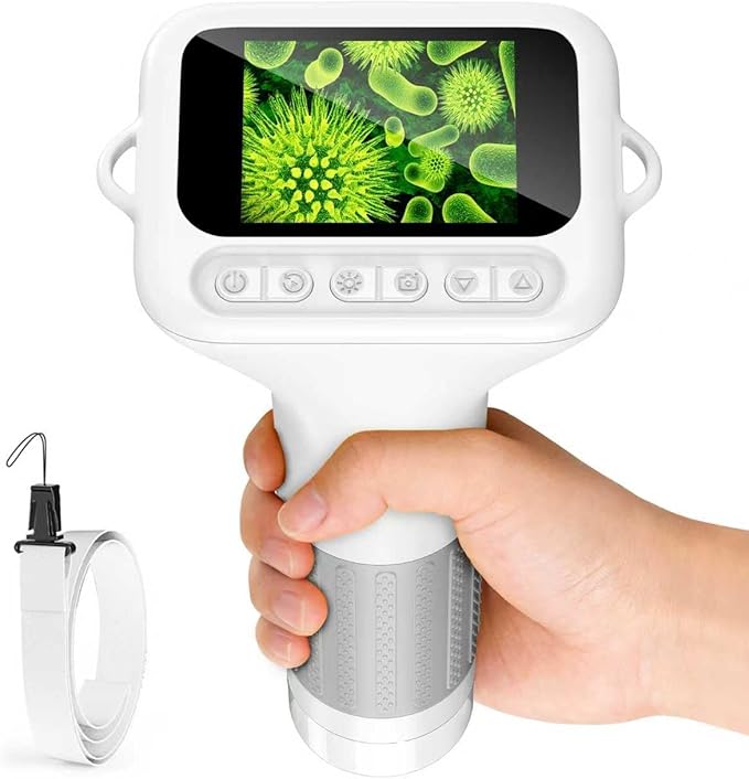 Lemoni Microscope Ashfly pour enfants avec écran IPS 2,0" Lemoni Explorer Microscope numérique USB Lumières LED Connexion à PC, Mini microscope extérieur à partir de 3 ans Blanc