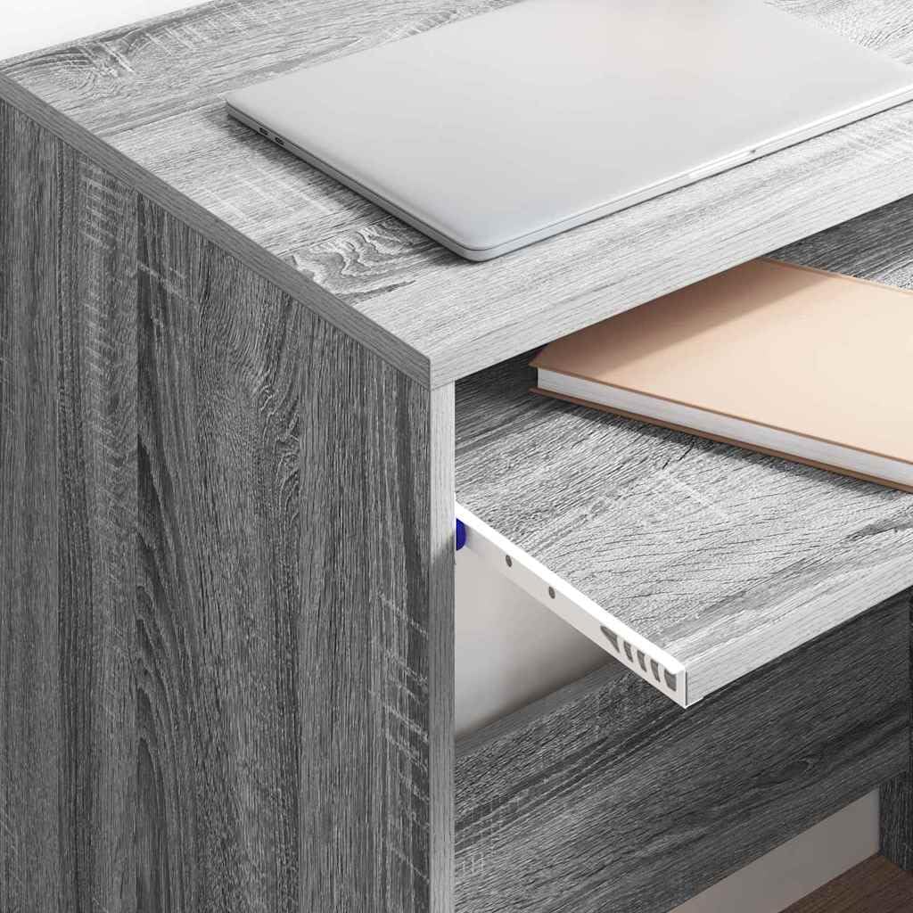 Schreibtisch Graues Sonoma Holzwerkstoff 77,5 x 43 x 79 cm mit Schublade und Regal, kompakter Arbeitstisch für Homeoffice und Arbeitszimmer, ergonomischer Computertisch mit Ablage