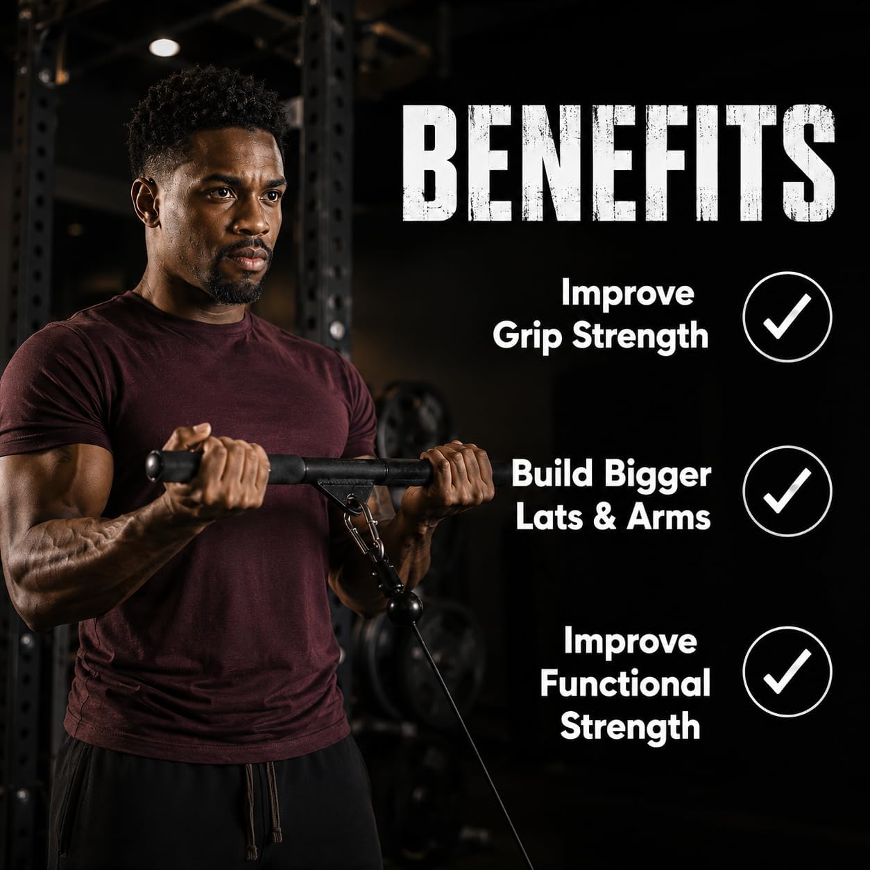 EVMT 15-Inch LAT Pulldown Attachments for Home Gym – LAT Pull Down Bar, Cable Machine Accessories for Tricep Bar, Bicep, Back Training, Full Rotation, Heavy-Duty Strength Workout Equipment