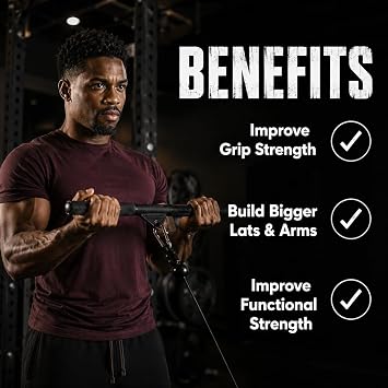 EVMT 15-Inch Lat Pulldown Attachments for Home Gym – LAT Pull Down Bar, Cable Machine Accessories for Tricep Bar, Bicep, Back Training, Full Rotation, Heavy-Duty Strength Workout Equipment
