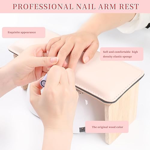 Miniatura 2 de heemeei - Reposabrazos plegable de madera para uñas, reposabrazos de uñas para tecnología de uñas, madera maciza con esponja suave de alta densidad