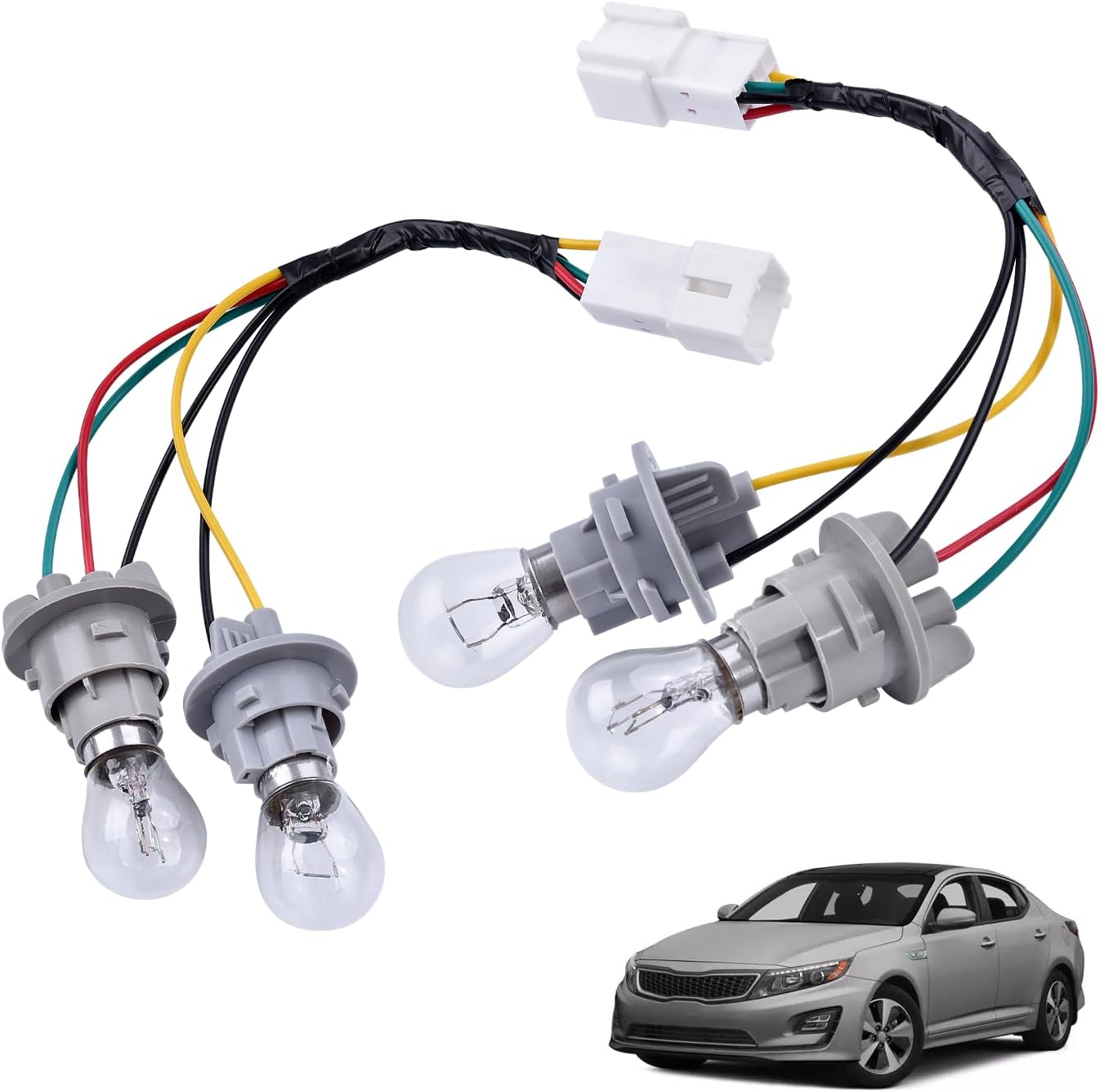 2PCS 92451-4C500 Rear Tail Light Bulb Socket and Wire Harness Fits for Kia Optima 2014 2015, Rear Tail Light Bulb Socket Wire Harness Replace 92451-4C500 924514C500