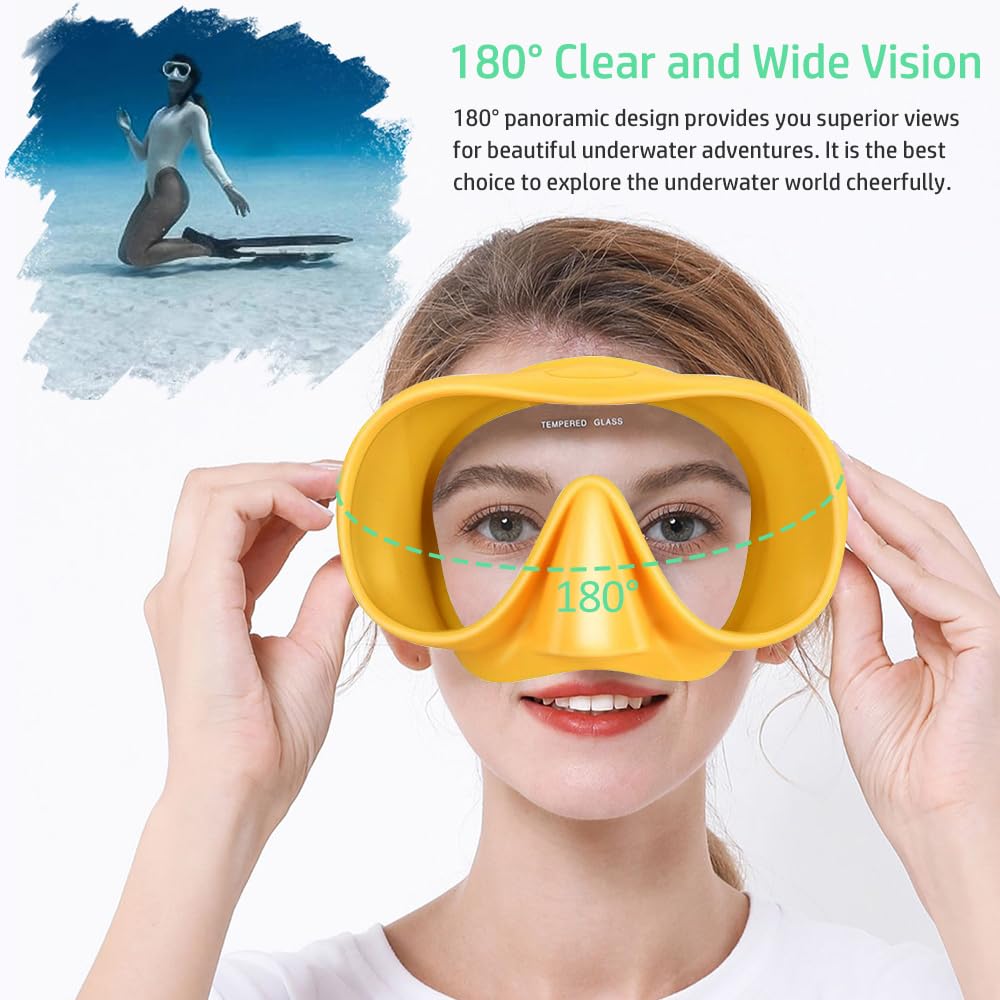 HINATAA Snorkel Set Adults, Fashionable Macaron Colors Frameless Snorkeling Mask, Ultra Wide View Anti-Fog Snorkel Mask Set - Image 4