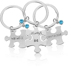 Toddmomy 3 Pcs "Best Friend" "We Will Always Be Connected" Keychain Set Friendship Keychain Gift for Sisters Friends as Picture,M