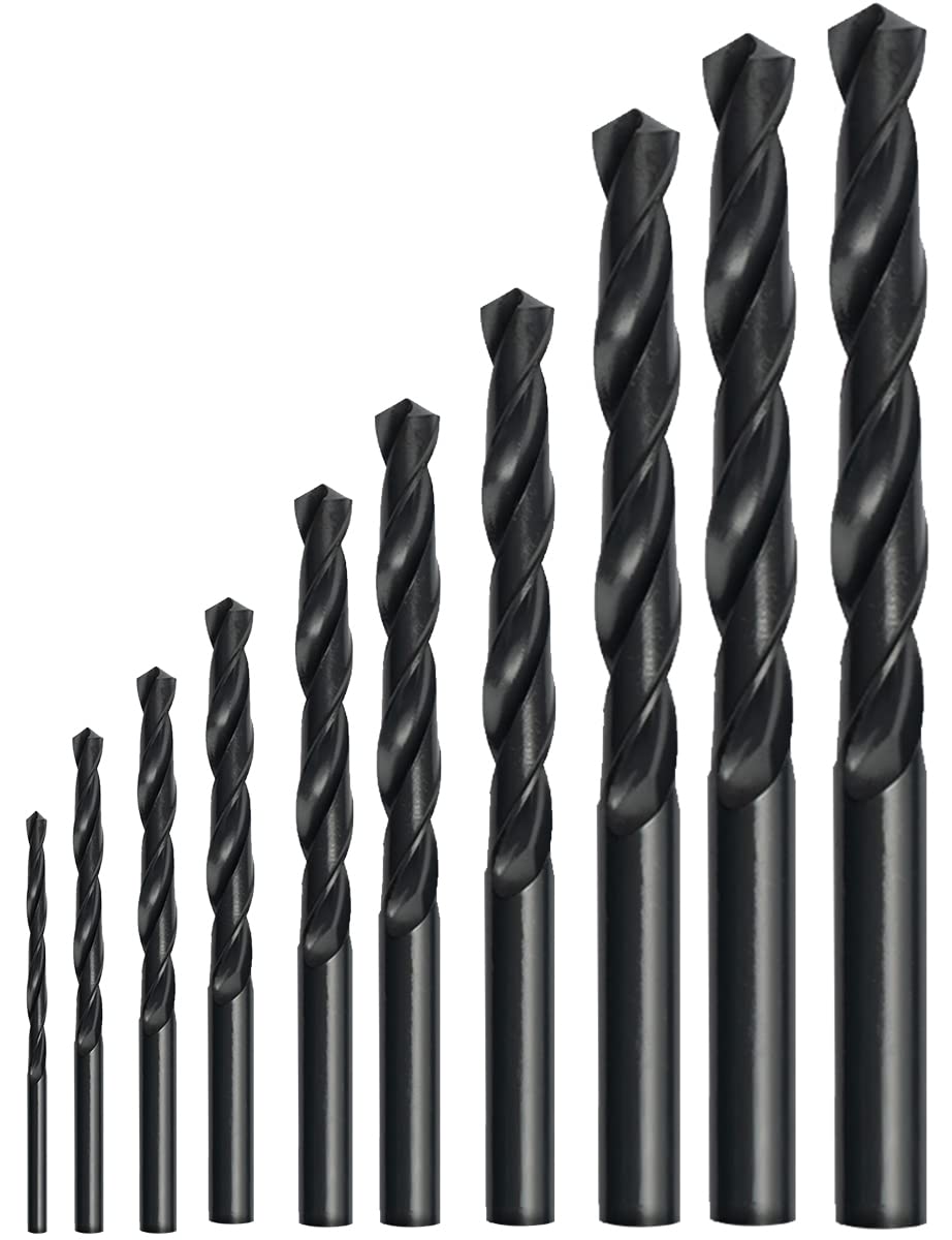 ECVV 10 Pieces Twist Drill Bit Set, 1-10mm High Speed Steel for Wood Plastic Aluminum Alloy, Quick Change