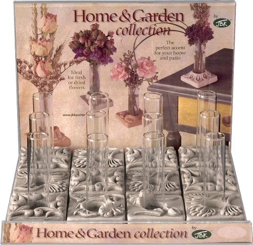 JBK Pottery Assorted Antique Ceramic Bud Vases, Set of 2, White