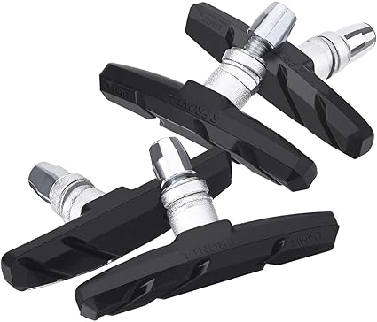 LIGHTER HOUSE4 pcs Imported Striking Mountain Bike Road Cycling Rubber V Brake Holder Shoes Rubber Pads (BLACK)