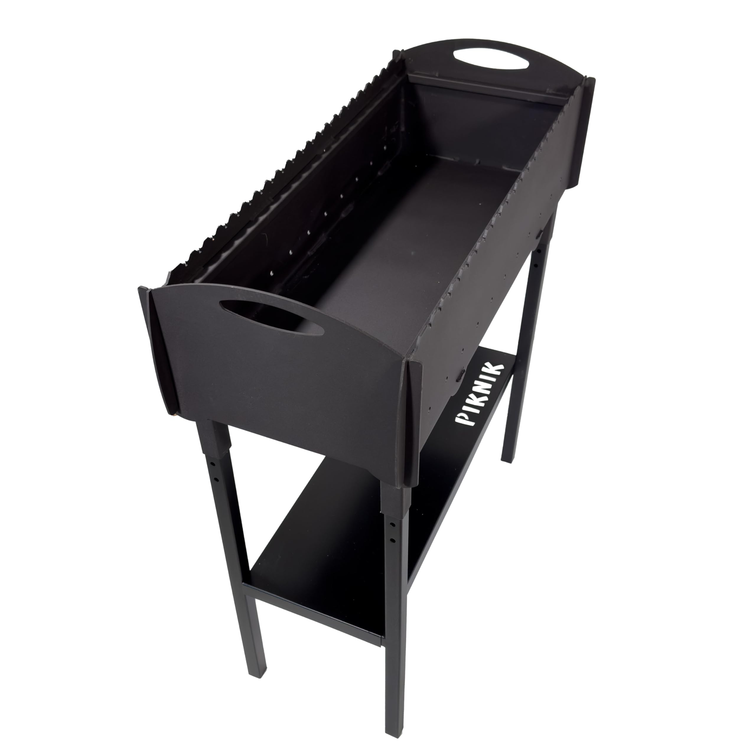 Gartengrill | Schaschlikgrill für 21 Spieße – Massiver Holzkohlegrill aus 3 mm Stahl, zerlegbar & kompakt verstaubar, stationärer Metallgrill für Garten, Terrasse & Outdoor BBQ