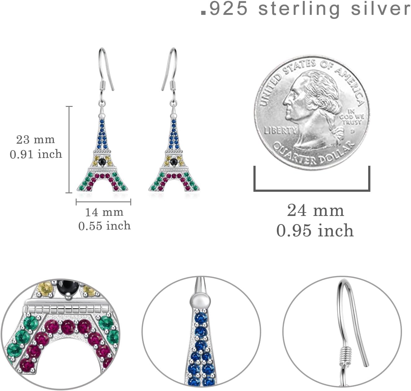 Eiffel Tower Earrings 925 Sterling Silver Eiffel Tower Statue Earrings for Women French Paris Souvenir Jewelry Gifts