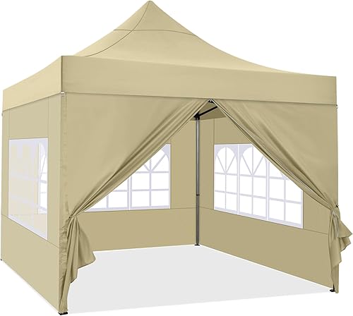 Miniatura 166 de COBIZI - Toldo desplegable de 10 x 10 pies, 4 paredes laterales, FPU 50+ para todo el año, resistente al viento, impermeable, uso comercial, Gris