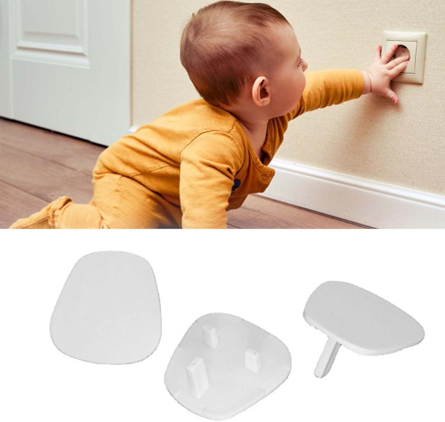 Brrnoo Outlet Cover Socket Protector Child Proof 3 Hole ABS Electrical Safety Cover for Kids Baby Toddler with Firm Fixing Dust Protection (Pear-shaped - white)